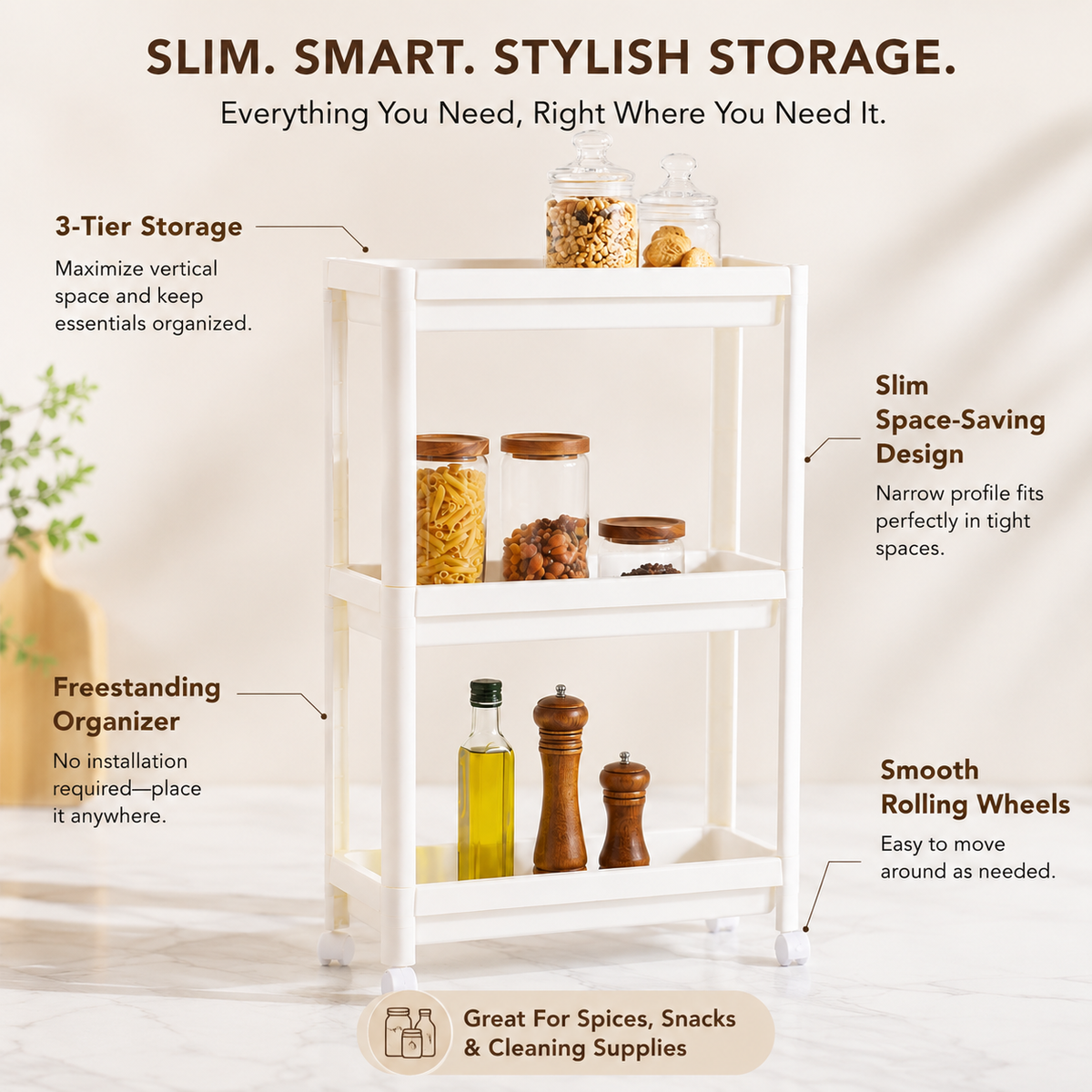 Rolling Slim Kitchen Storage Rack