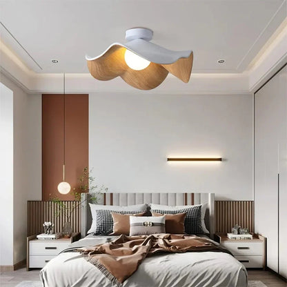Wooden Lotus Ceiling Light