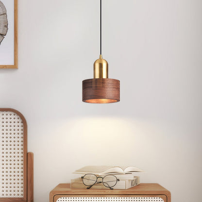 Walnut and Brass Cylinder Pendant