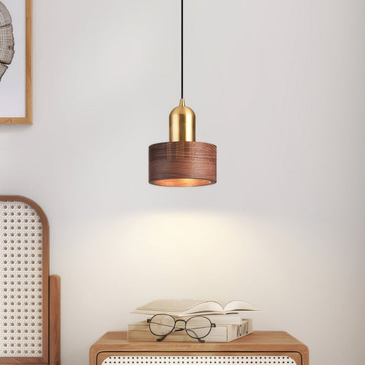 Walnut and Brass Cylinder Pendant