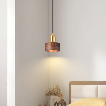 Walnut and Brass Cylinder Pendant