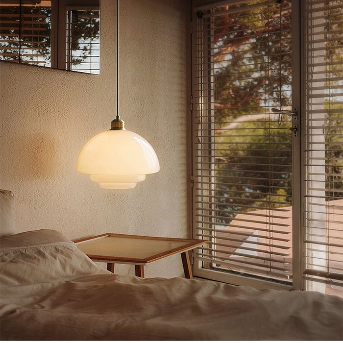 White Glass Dome Pendant Light