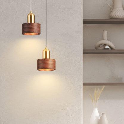 Walnut and Brass Cylinder Pendant