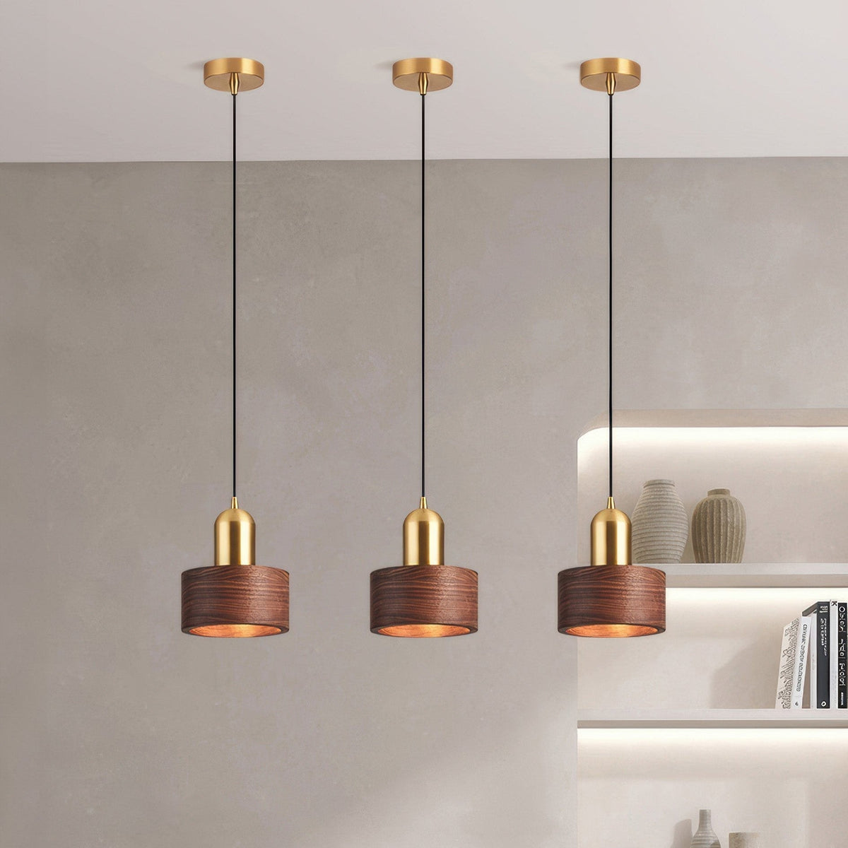 Walnut and Brass Cylinder Pendant