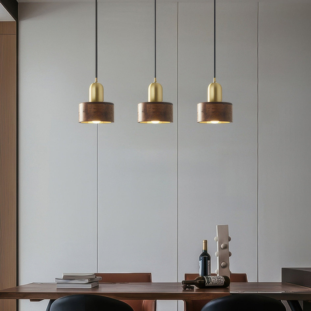 Walnut and Brass Cylinder Pendant