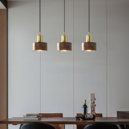 Walnut and Brass Cylinder Pendant