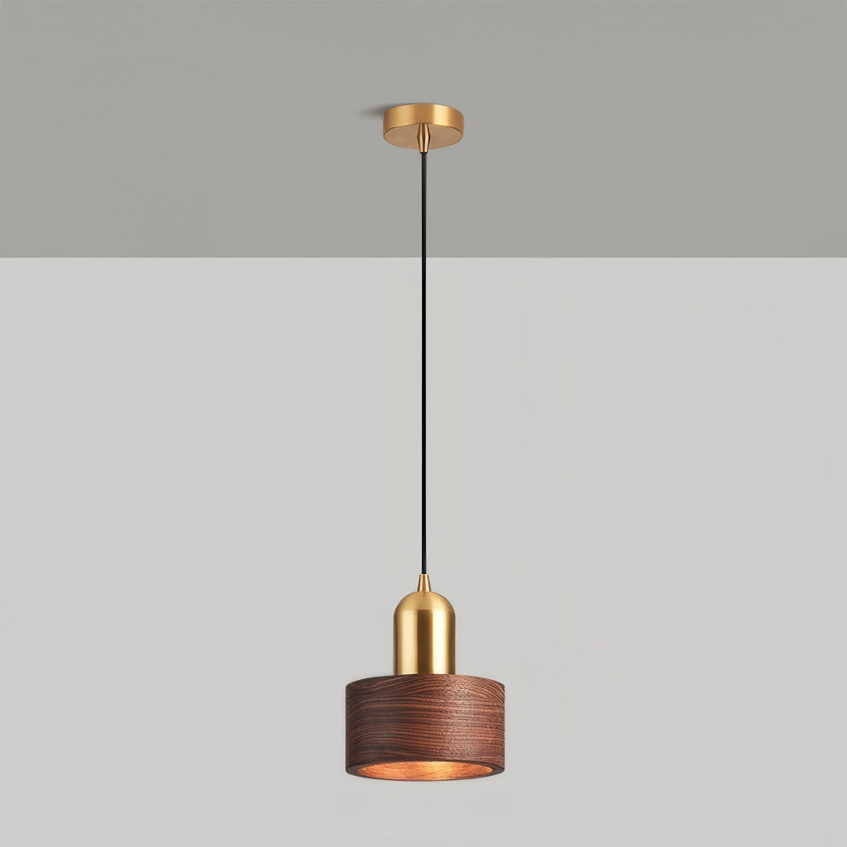 Walnut and Brass Cylinder Pendant