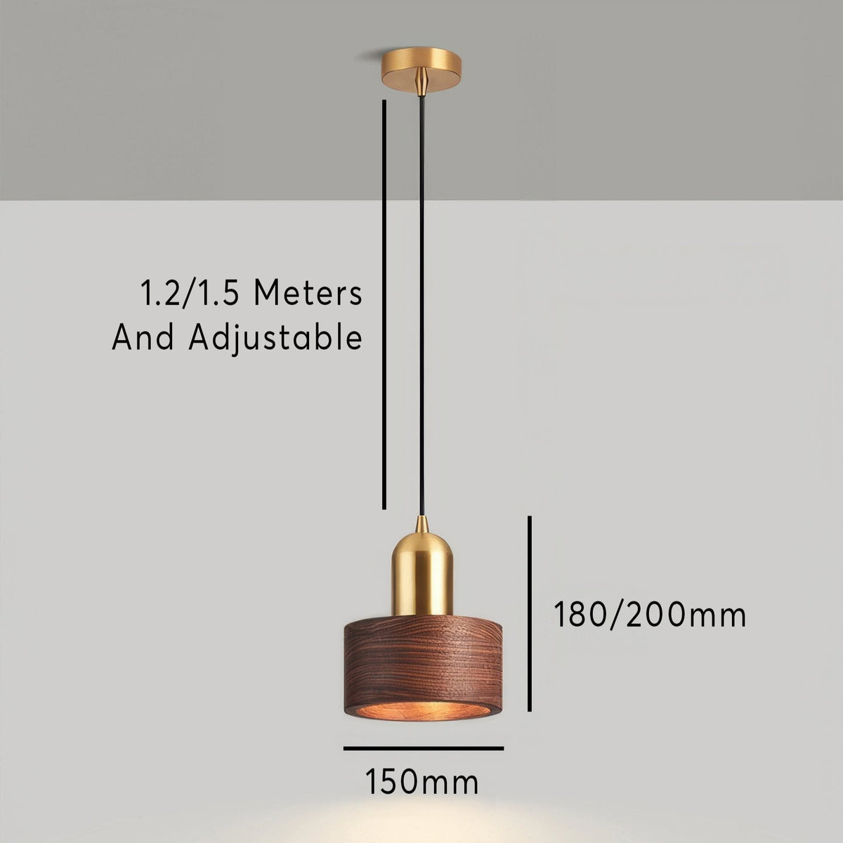 Walnut and Brass Cylinder Pendant