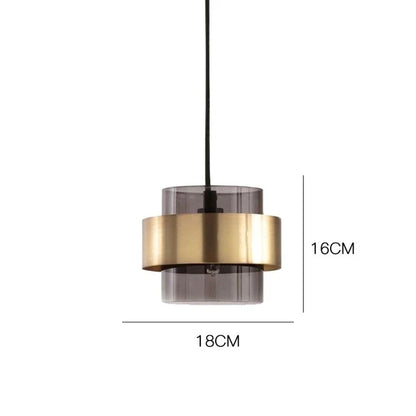 Brass Band Glass Cylinder Pendant