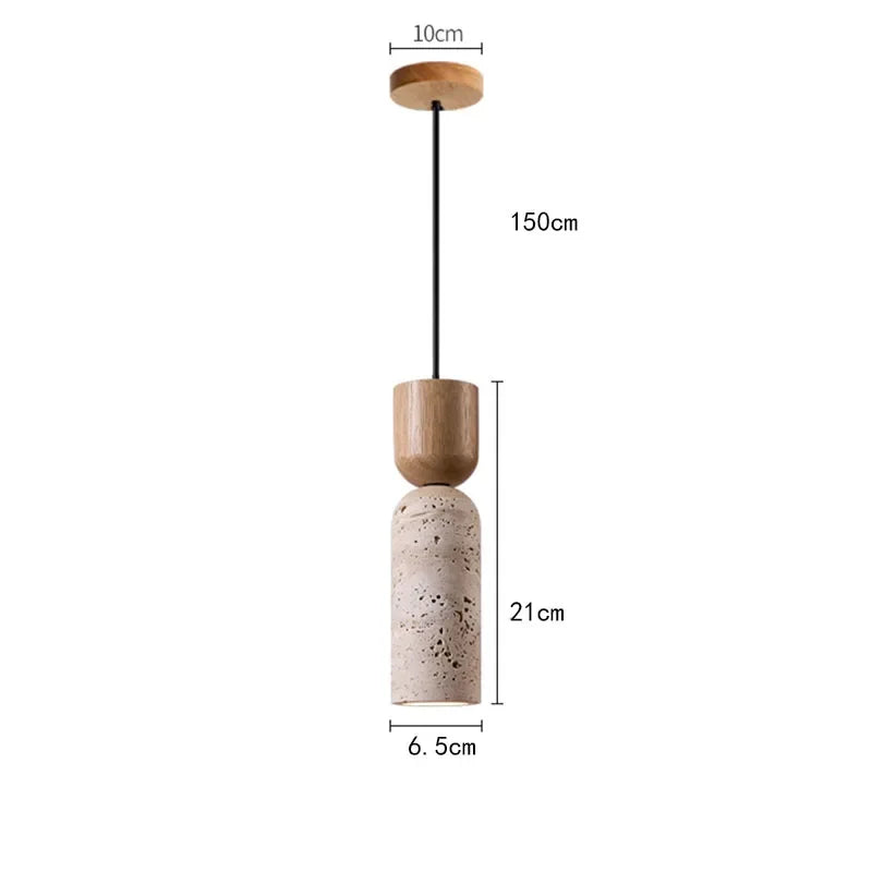 Travertine and Walnut Pendant
