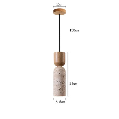 Travertine and Walnut Pendant