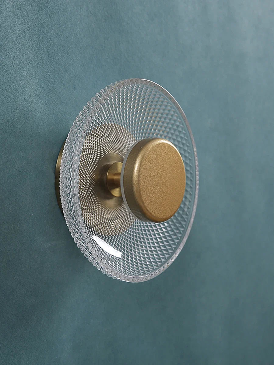 Textured Glass Disc Wall Light