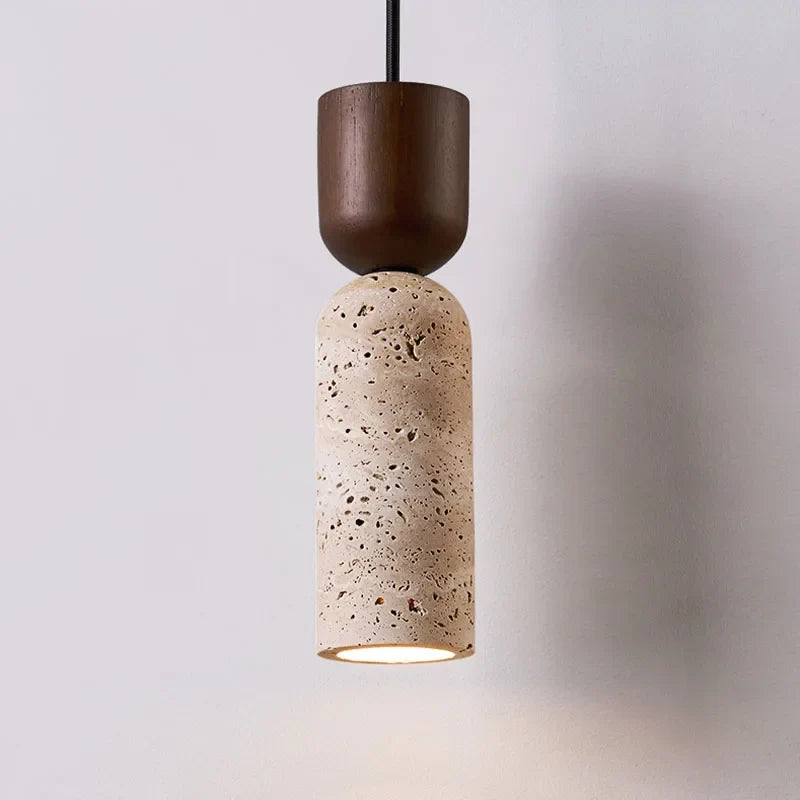 Travertine and Walnut Pendant