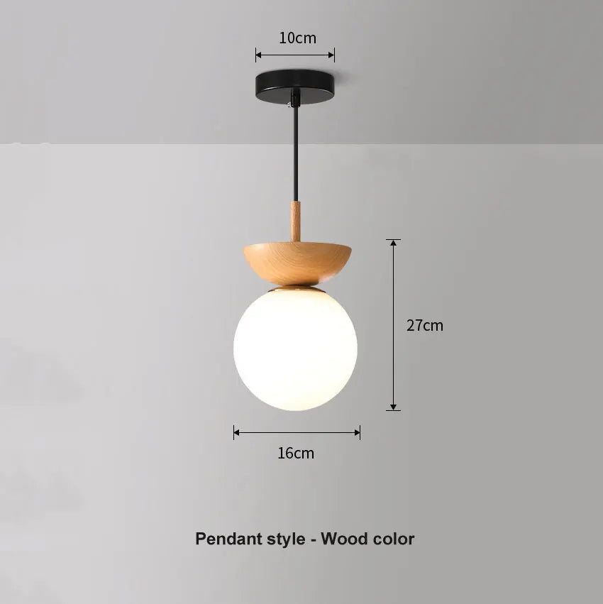Opal Glass Ball Wood Light