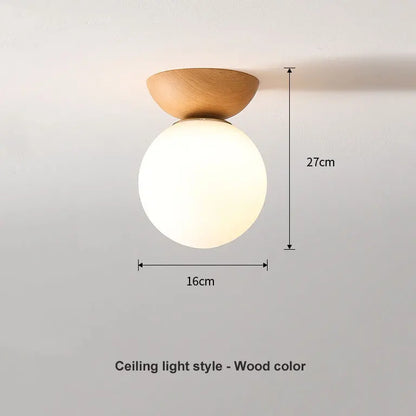 Opal Glass Ball Wood Light