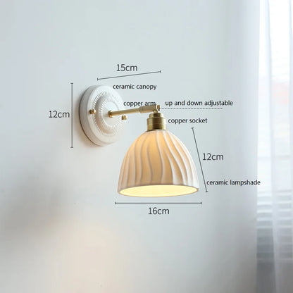 Cream Ceramic Flower Wall Lamp