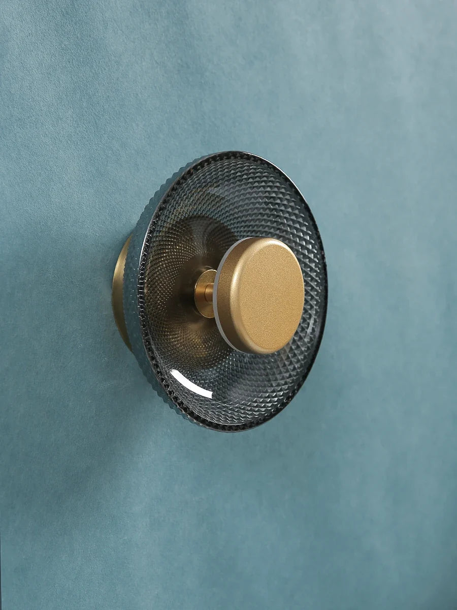 Textured Glass Disc Wall Light
