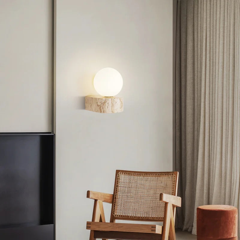 Yellow Travertine Wall Sconce