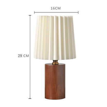 Pleated Shade Wood Base Lamp
