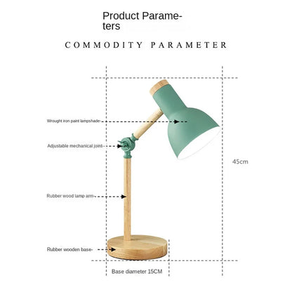 Nordic Wooden Adjustable Desk Lamp