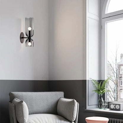 Smoked Glass Tube Wall Lamp