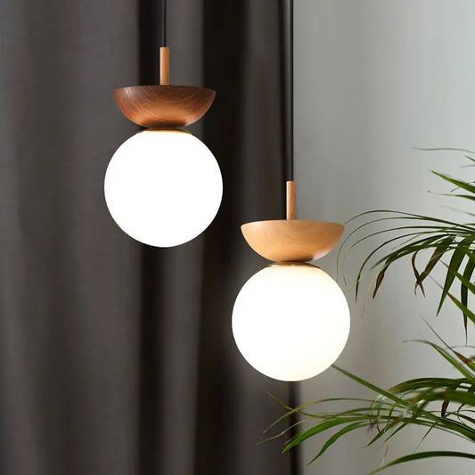 Opal Glass Ball Wood Light