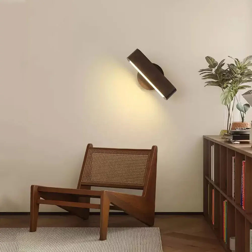 Rotating Wood and Aluminium Sconce