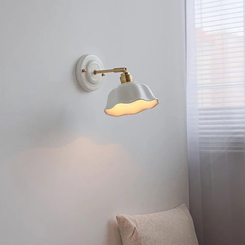 Cream Ceramic Flower Wall Lamp