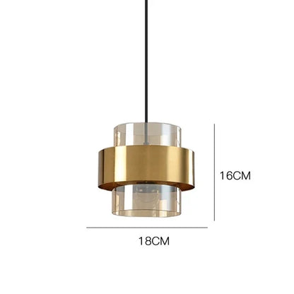 Brass Band Glass Cylinder Pendant