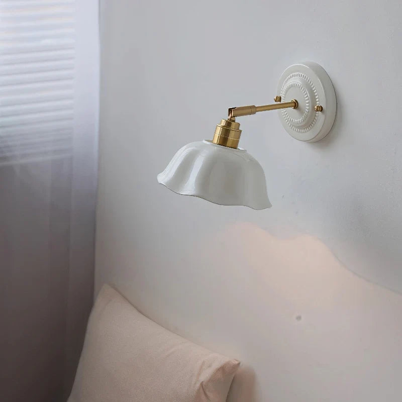 Cream Ceramic Flower Wall Lamp