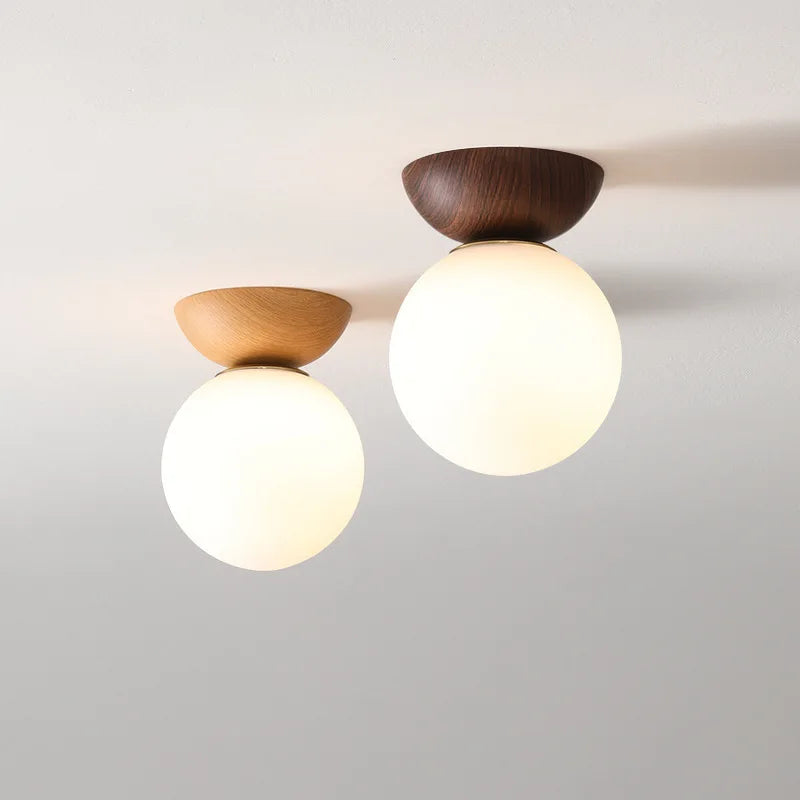 Opal Glass Ball Wood Light