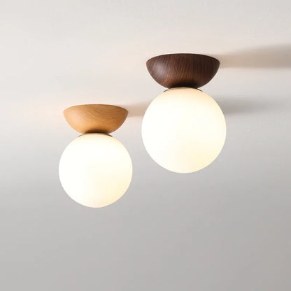 Opal Glass Ball Wood Light