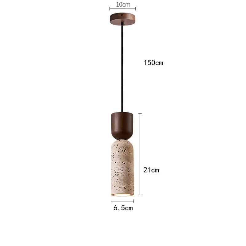 Travertine and Walnut Pendant