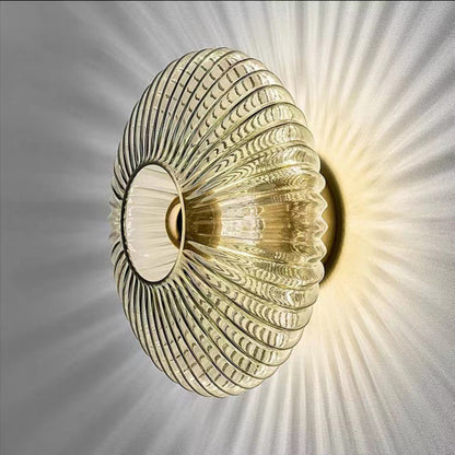 Vintage Ribbed Glass Wall Sconce