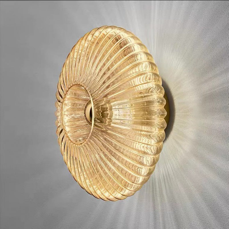 Vintage Ribbed Glass Wall Sconce