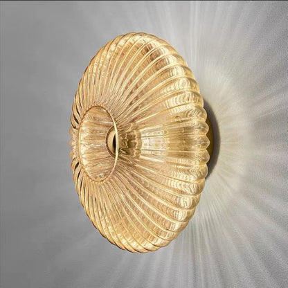 Vintage Ribbed Glass Wall Sconce
