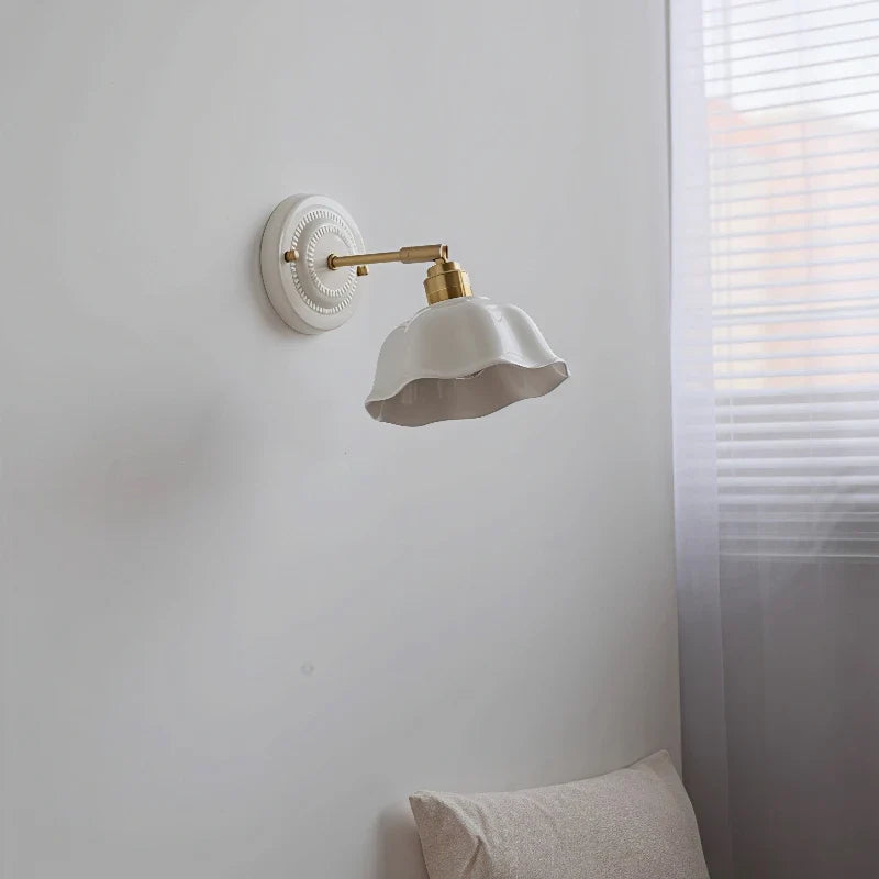 Cream Ceramic Flower Wall Lamp