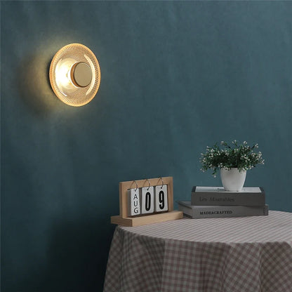 Textured Glass Disc Wall Light