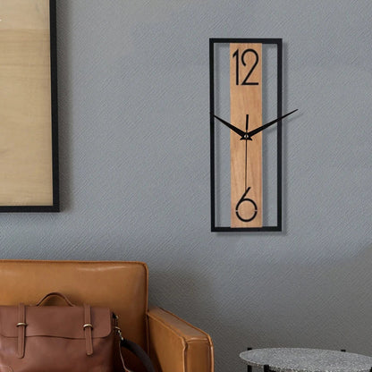 Rectangular Wood Grain Wall Clock