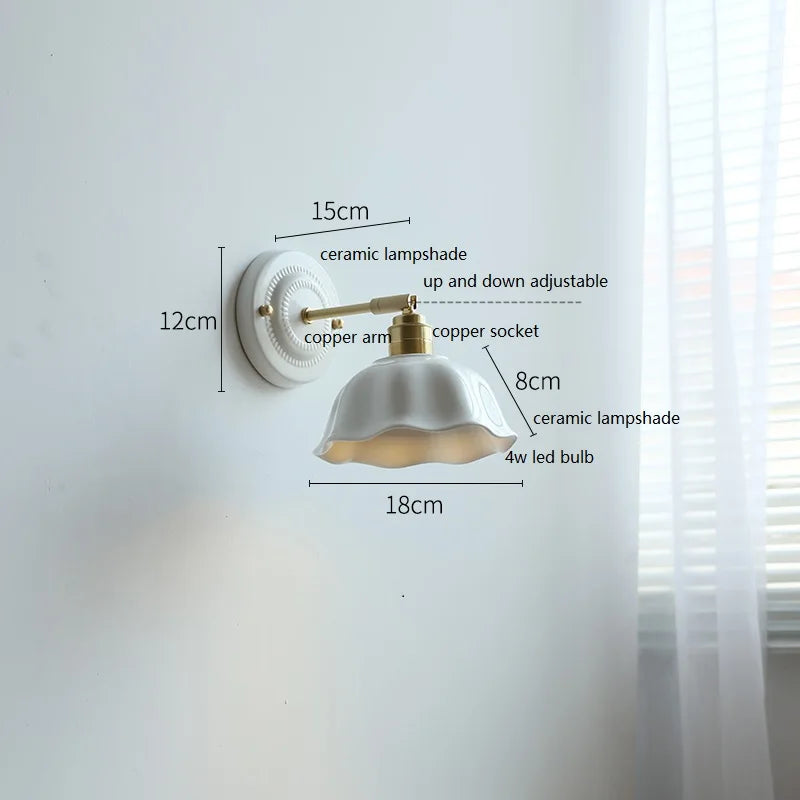Cream Ceramic Flower Wall Lamp