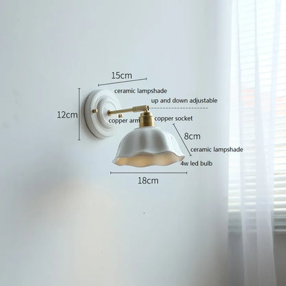 Cream Ceramic Flower Wall Lamp