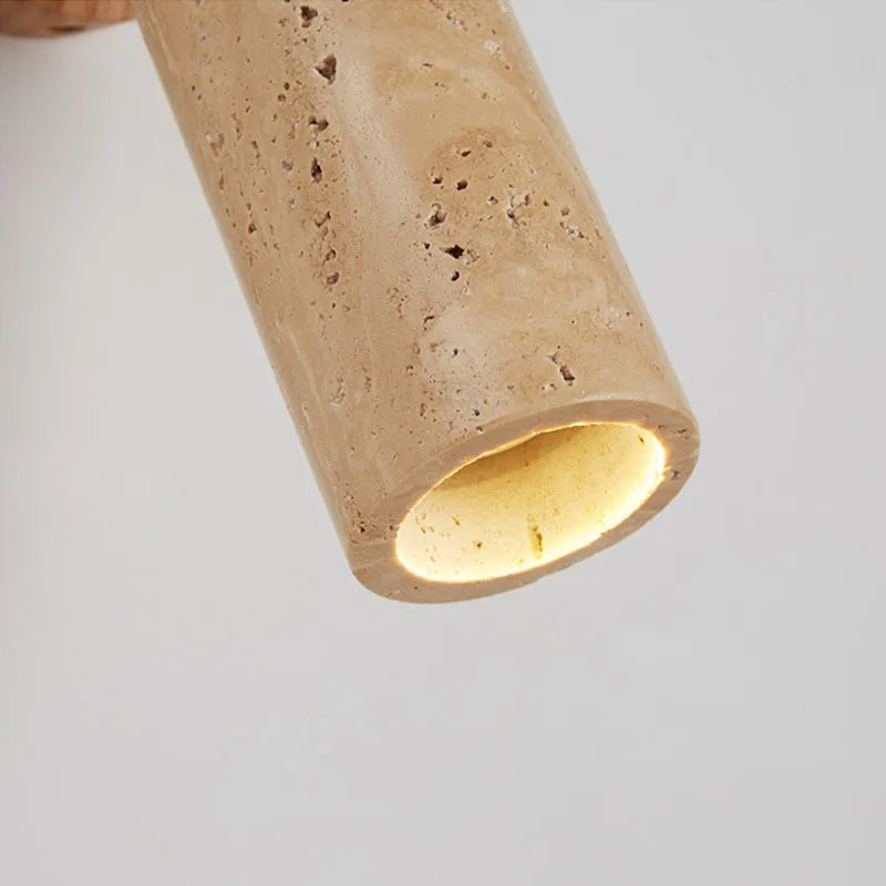 Travertine and Wood Wall Lamp