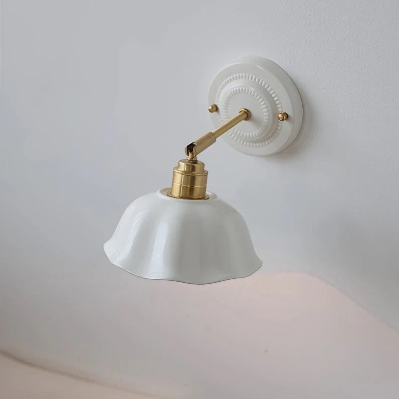 Cream Ceramic Flower Wall Lamp