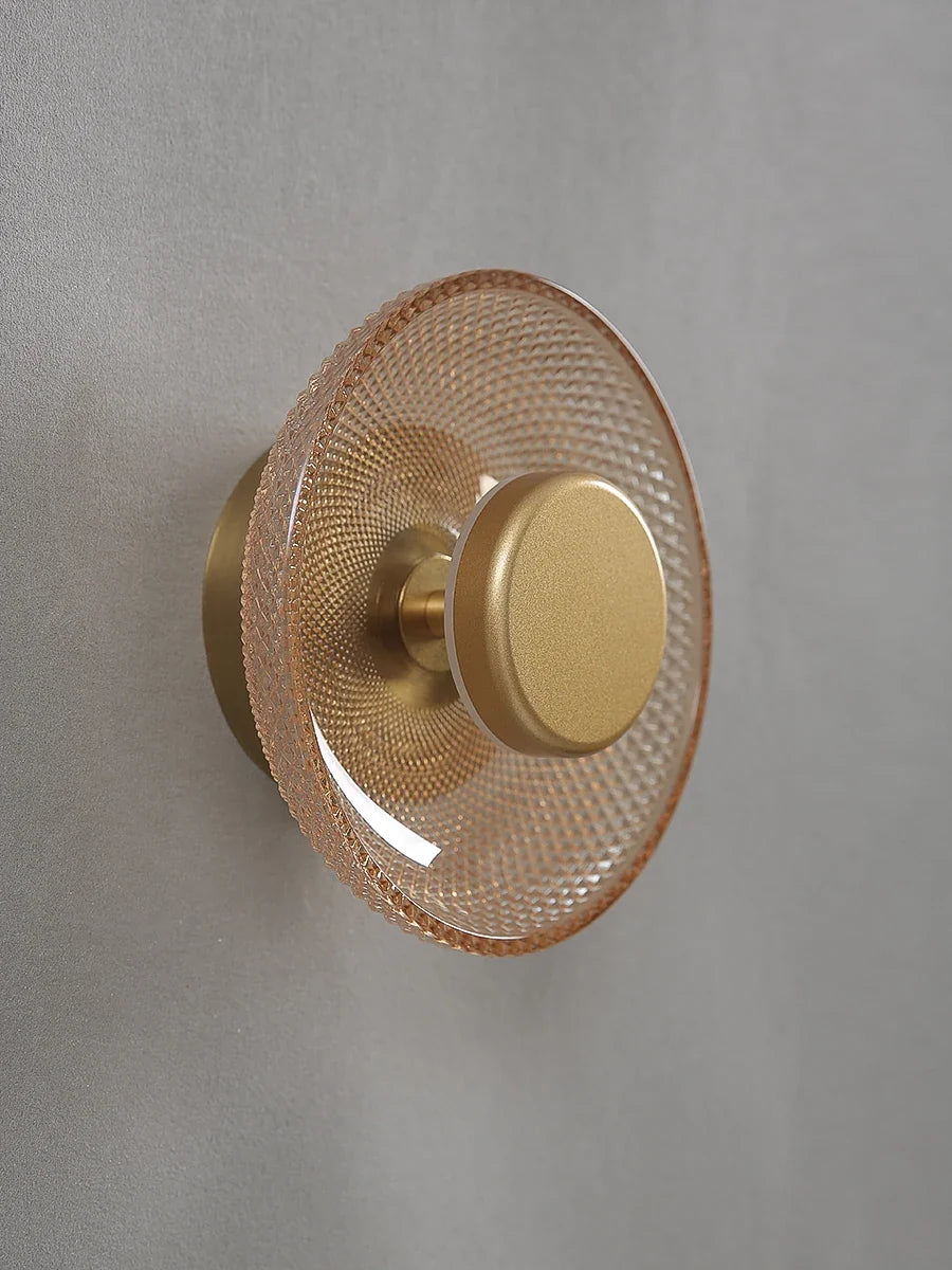 Textured Glass Disc Wall Light