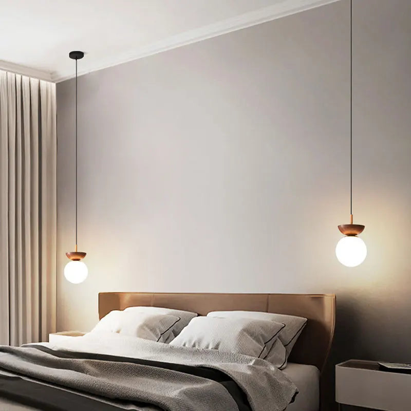 Opal Glass Ball Wood Light