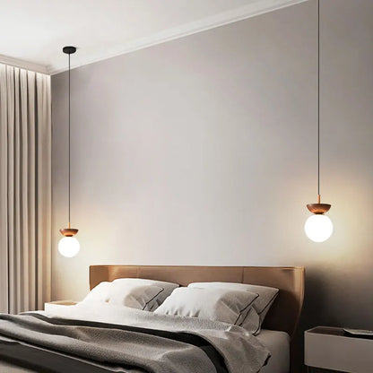 Opal Glass Ball Wood Light