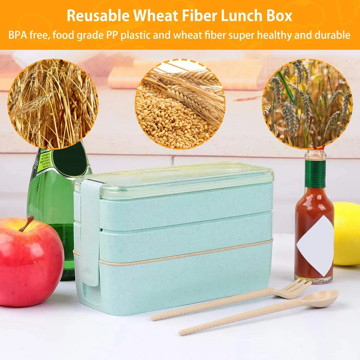 EcoStack Wheat Straw Bento Box