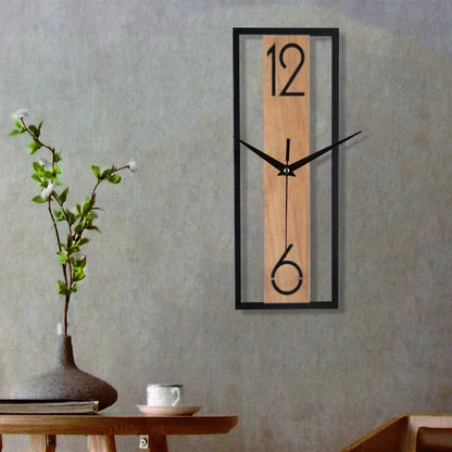 Rectangular Wood Grain Wall Clock