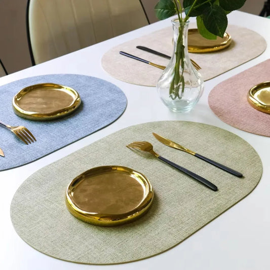 LinoMat Oval Leather Placemats