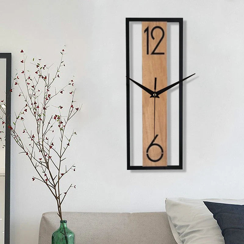 Rectangular Wood Grain Wall Clock
